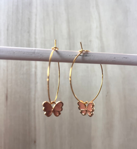 Butterfly Gold Hoop Earrings