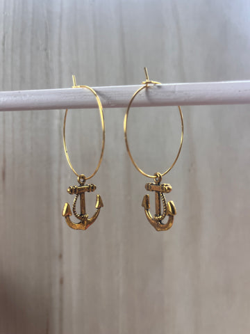Anchors Gold Hoop Earrings