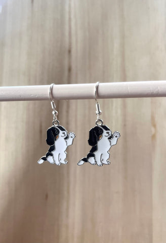 Puppy Lovers Silver Earrings