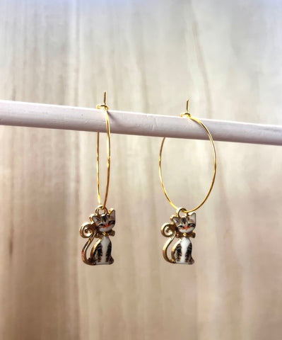 Kitty Gold Hoop Earrings