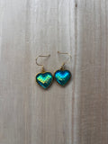 Sweet Hearts Blue Iridescent 18kt Gold Earrings