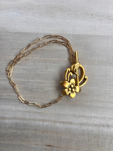 Once Upon A Time Aloha Floral Gold Charm Bracelet