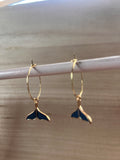 Navy Blue Tales Gold Earrings