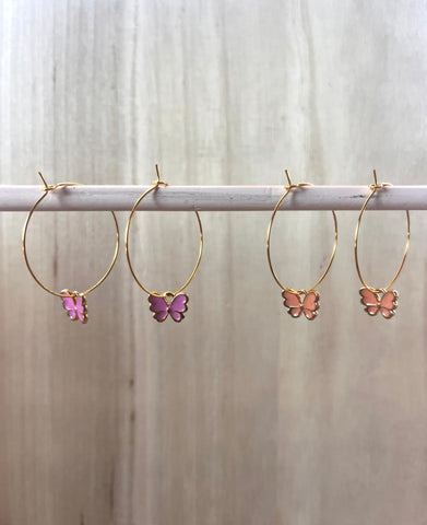 Butterfly Gold Hoop Earrings