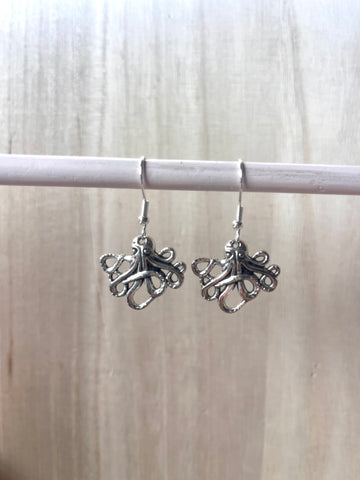 Baby Octopus Silver Earrings