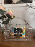 Nelle Xoxo Clear Silver Studded Purse