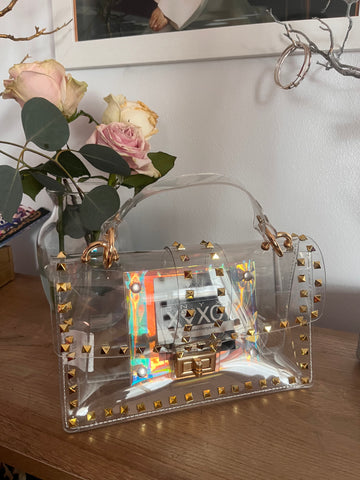 Talle Xoxo Clear Golden Studded Purse
