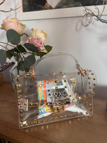 Talle Xoxo Clear Golden Studded Purse