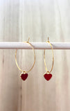Two Hearts Gold Hoop Earrings